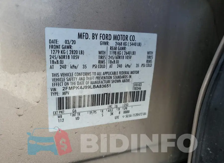 2FMPK4J99LBA83651 Photo# 13