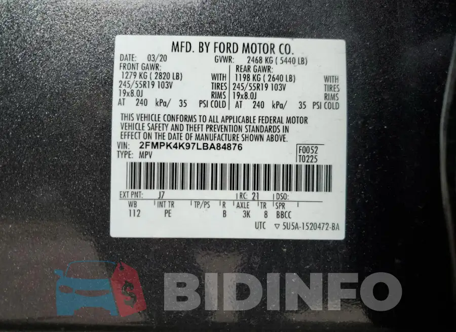 2FMPK4K97LBA84876 Photo# 14
