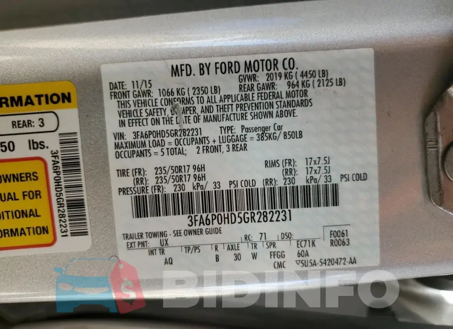 3FA6P0HD5GR282231 Photo# 12