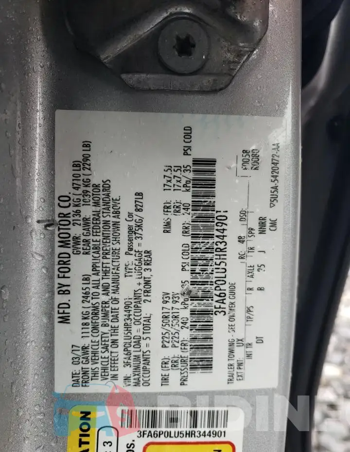 3FA6P0LU5HR344901 Photo# 12