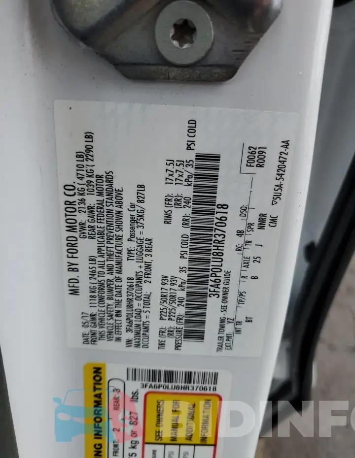 3FA6P0LU8HR370618 Photo# 12