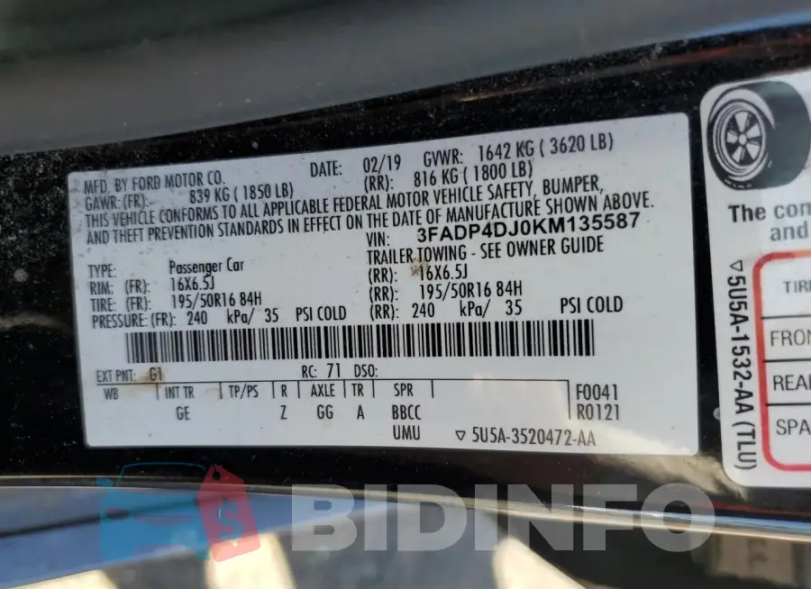 3FADP4DJ0KM135587 Photo# 12