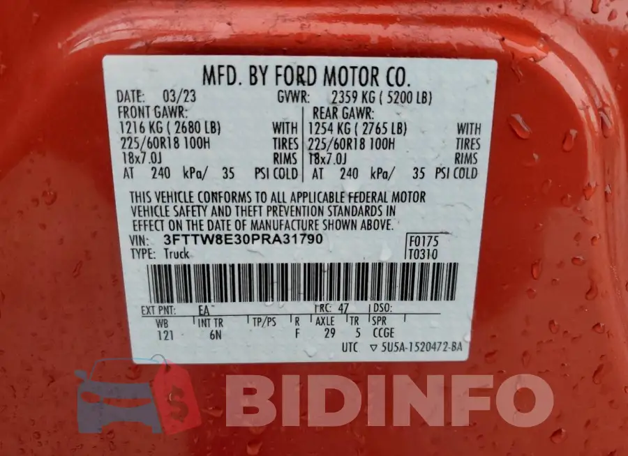 3FTTW8E30PRA31790 Photo# 13