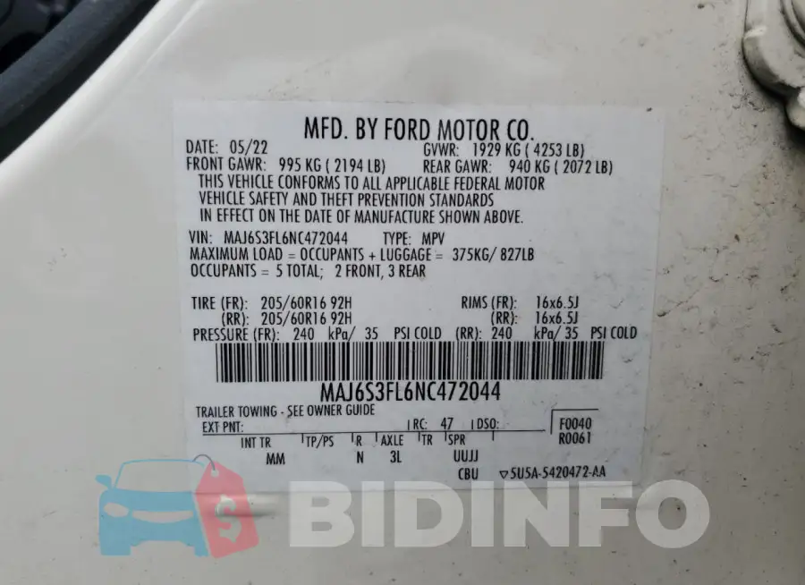 MAJ6S3FL6NC472044 Photo# 13