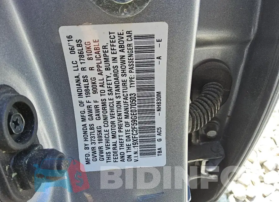 19XFC2F59GE070503 Photo# 13