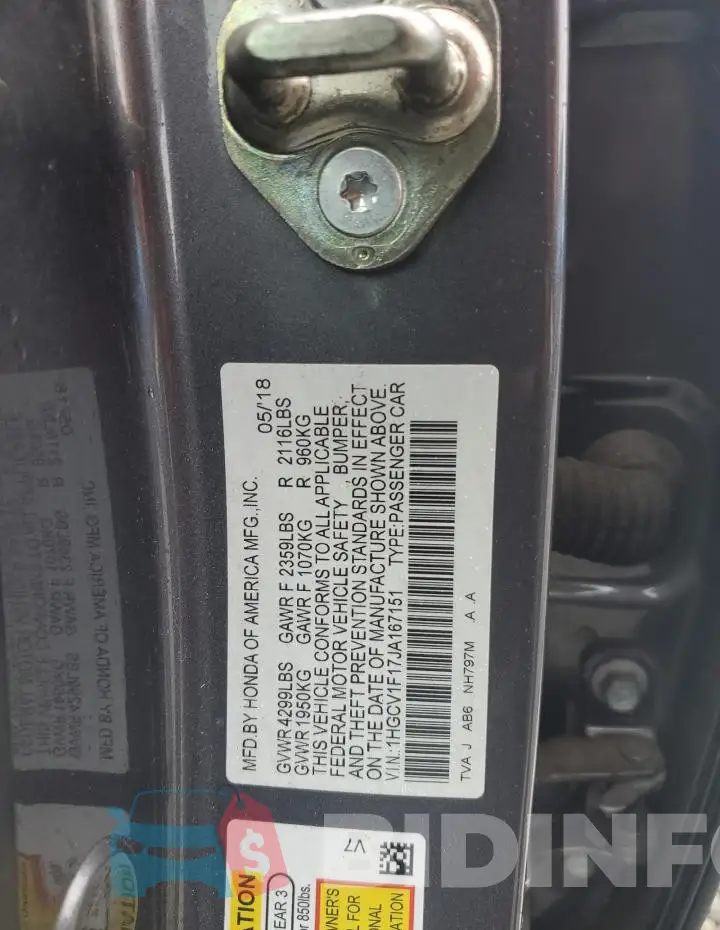 1HGCV1F17JA167151 Photo# 13