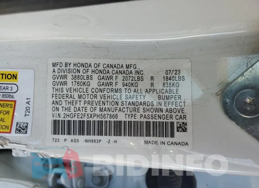 2HGFE2F5XPH567866 Photo# 12
