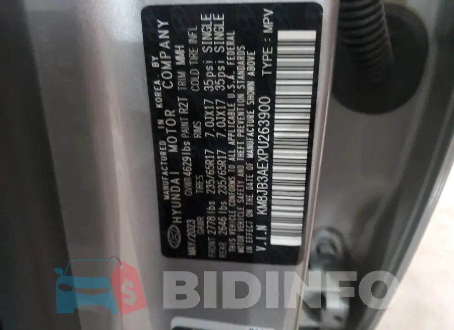 KM8JB3AEXPU263900 Photo# 13