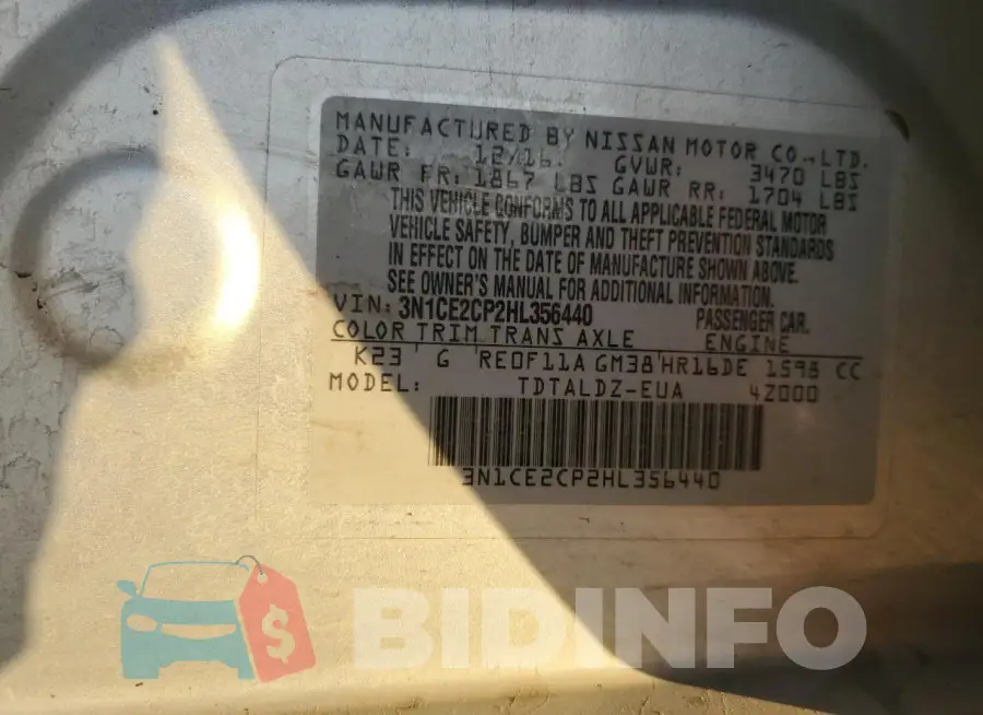 3N1CE2CP2HL356440 Photo# 12