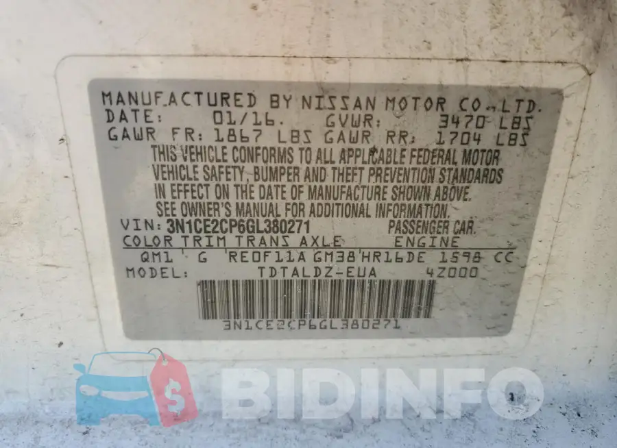 3N1CE2CP6GL380271 Photo# 12