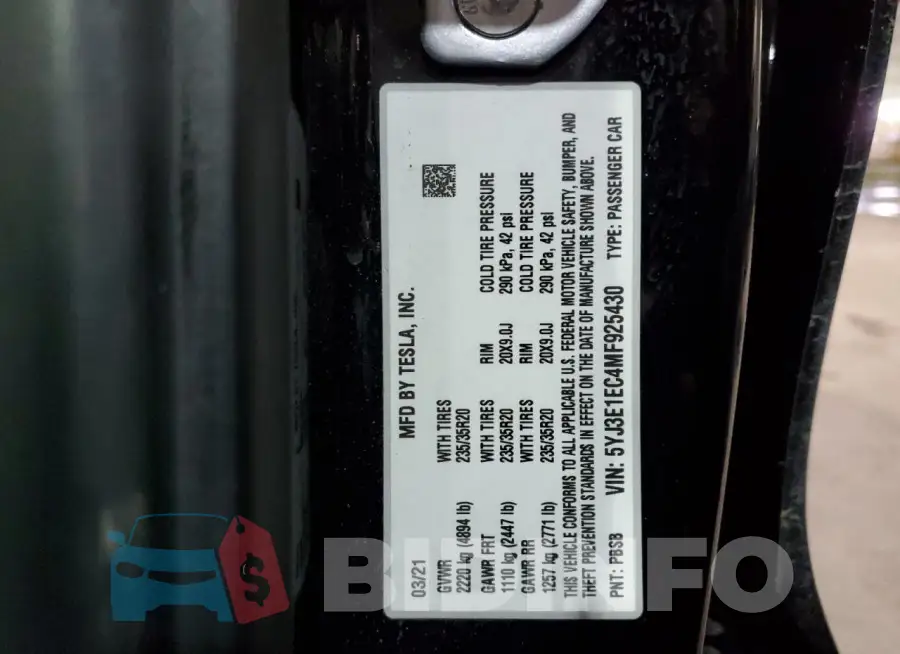 5YJ3E1EC4MF925430 Photo# 12