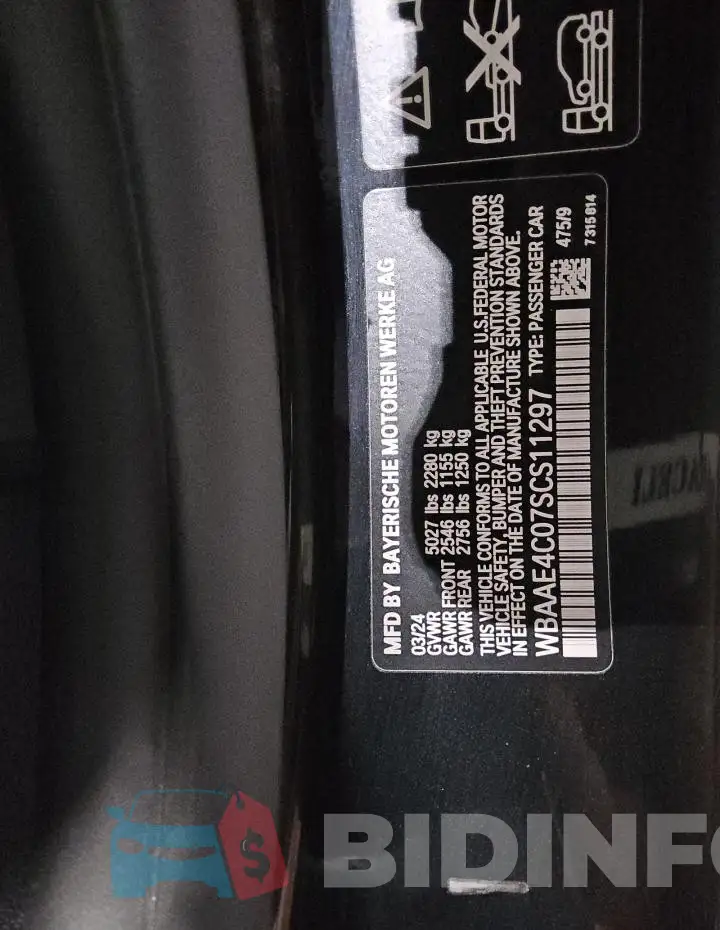 WBAAE4C07SCS11297 Photo# 12