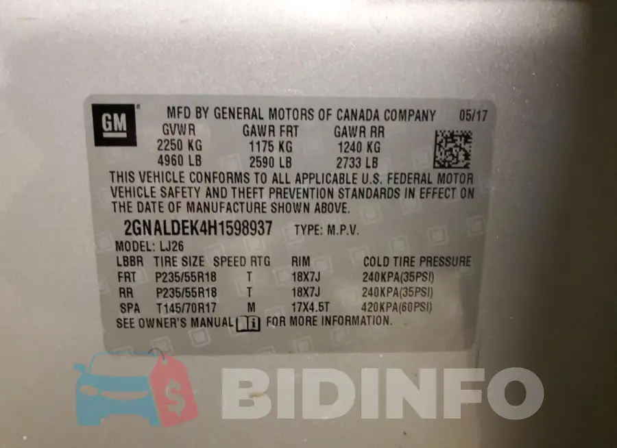 2GNALDEK4H1598937 Photo# 13