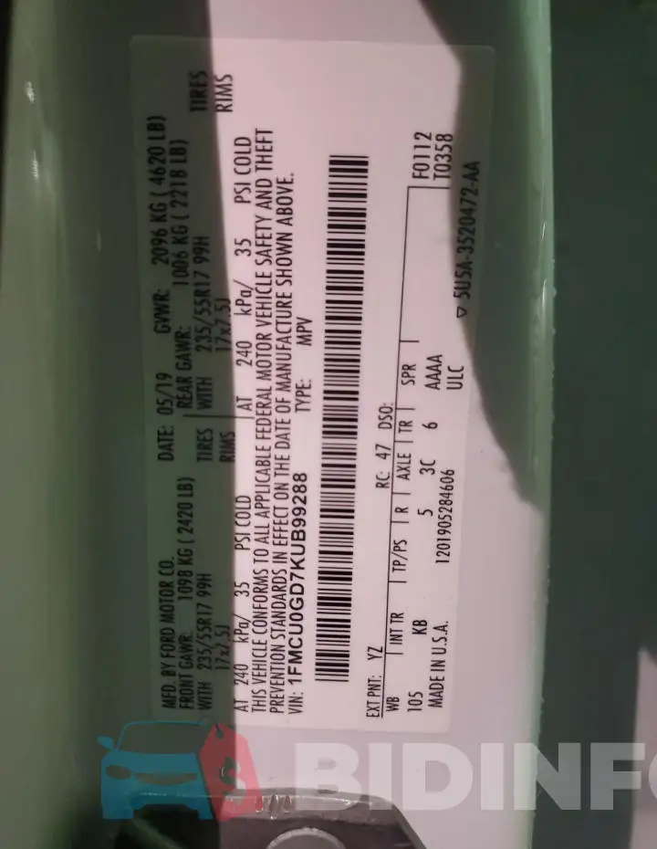 1FMCU0GD7KUB99288 Photo# 13