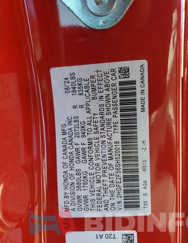 2HGFE2F56SH520018 Photo# 12