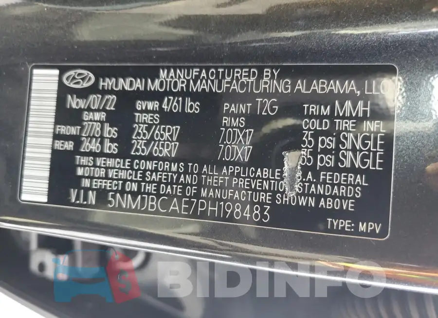 5NMJBCAE7PH198483 Photo# 12