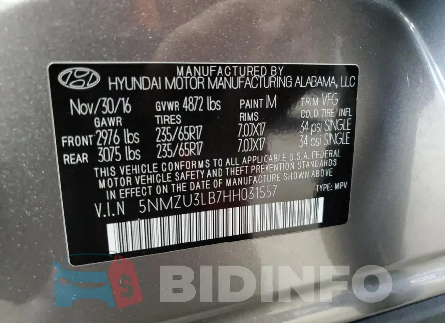 5NMZU3LB7HH031557 Photo# 14