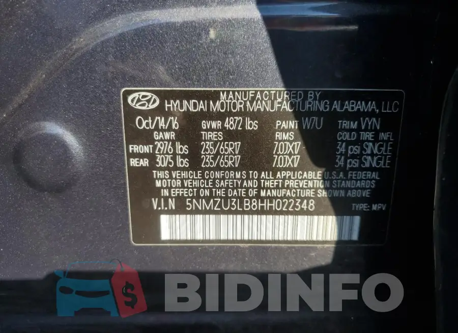 5NMZU3LB8HH022348 Photo# 13