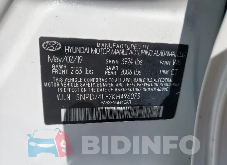 5NPD74LF2KH496073 Photo# 12