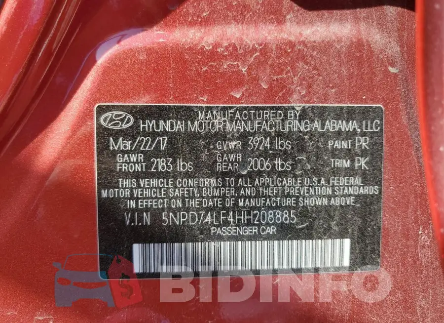 5NPD74LF4HH208885 Photo# 12