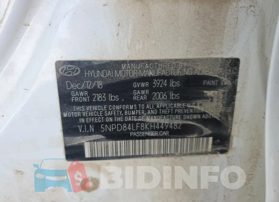 5NPD84LF8KH449482 Photo# 12