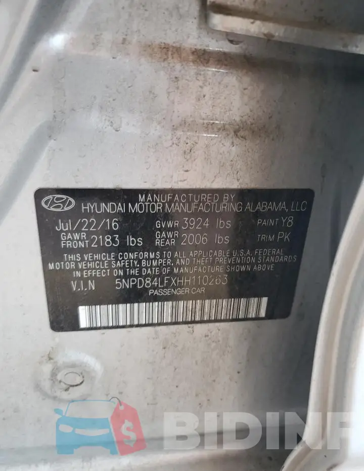 5NPD84LFXHH110263 Photo# 12