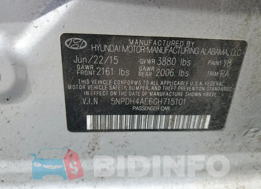 5NPDH4AE6GH715101 Photo# 12