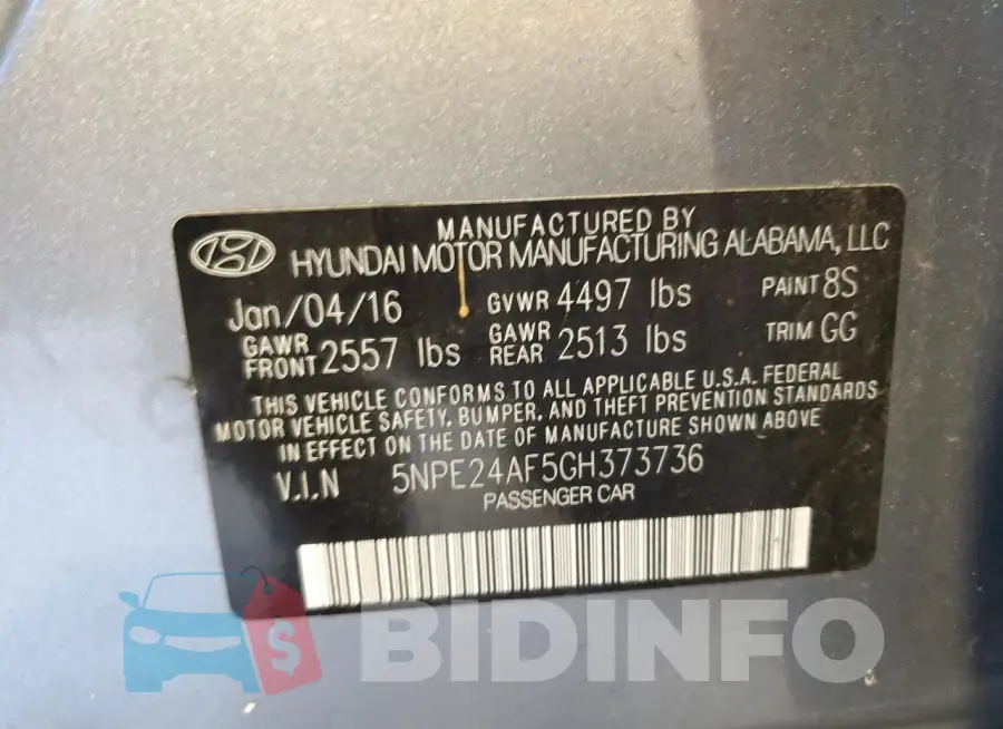 5NPE24AF5GH373736 Photo# 13