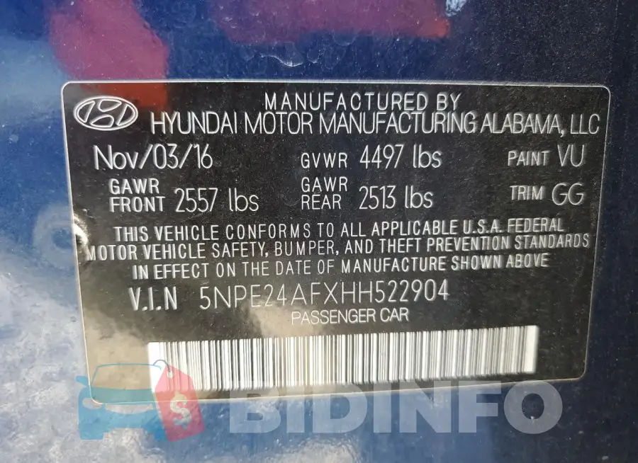 5NPE24AFXHH522904 Photo# 12