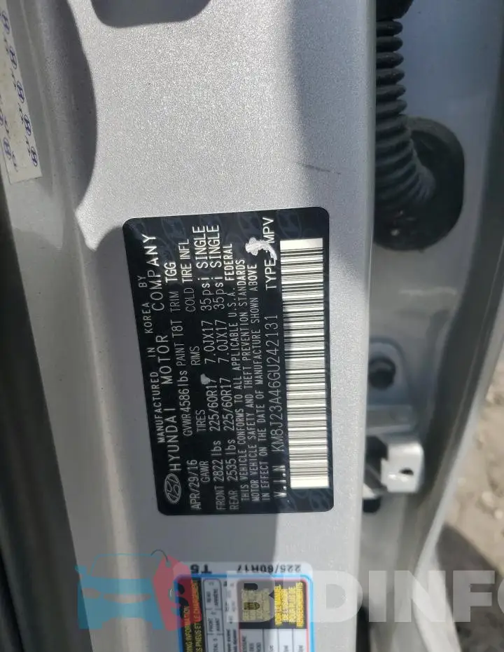 KM8J23A46GU242131 Photo# 13