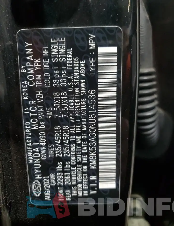 KM8K53A30NU814536 Photo# 14