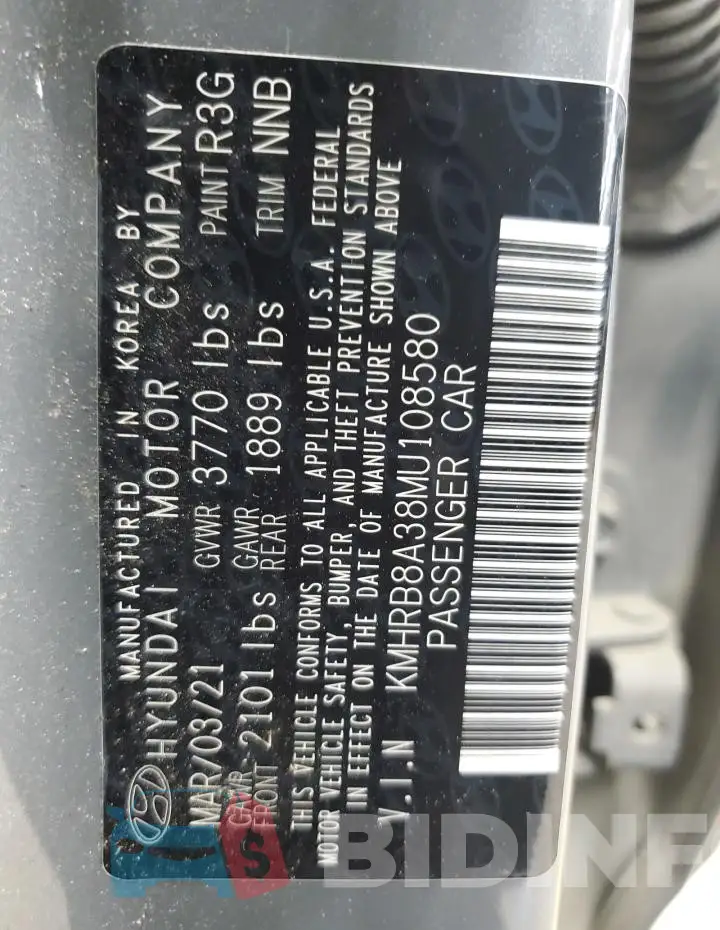 KMHRB8A38MU108580 Photo# 13