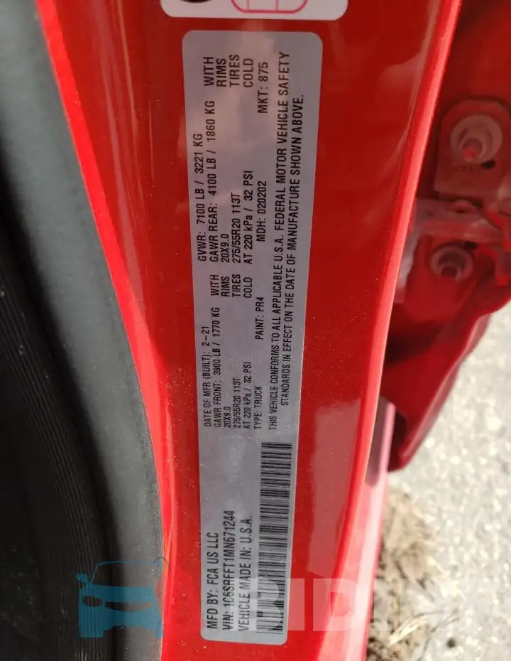 1C6SRFFT1MN671244 Photo# 12