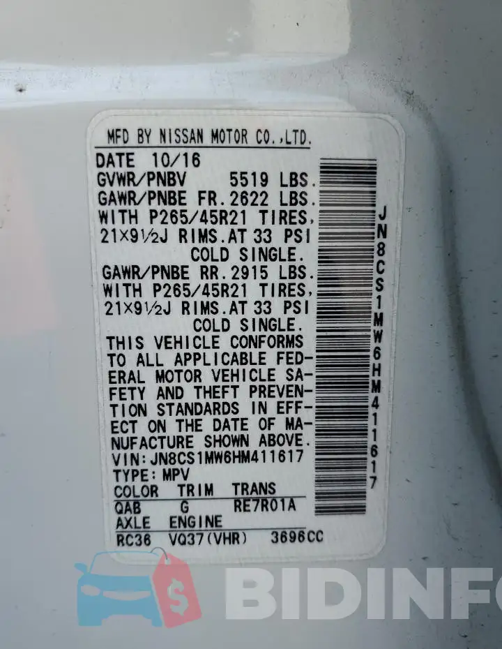 JN8CS1MW6HM411617 Photo# 14