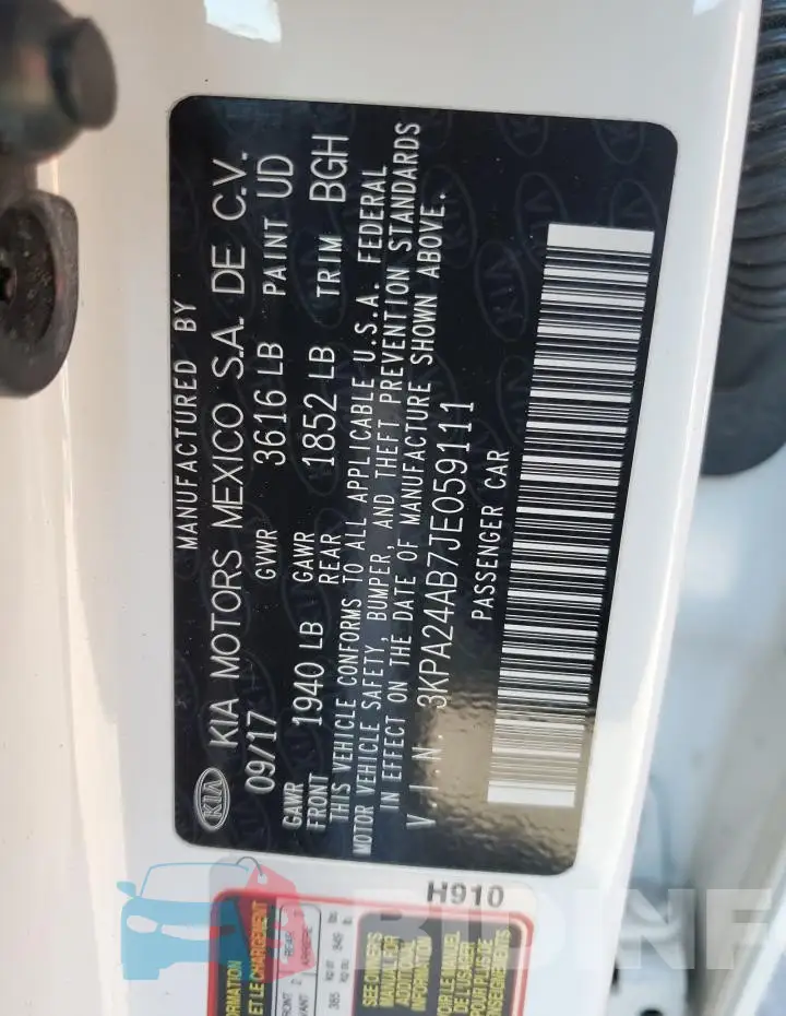 3KPA24AB7JE059111 Photo# 12