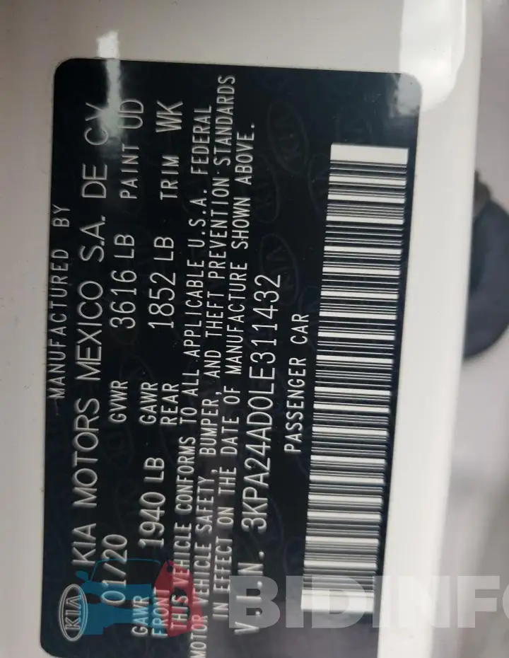3KPA24AD0LE311432 Photo# 12