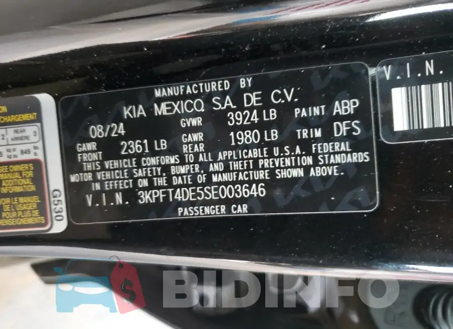 3KPFT4DE5SE003646 Photo# 12