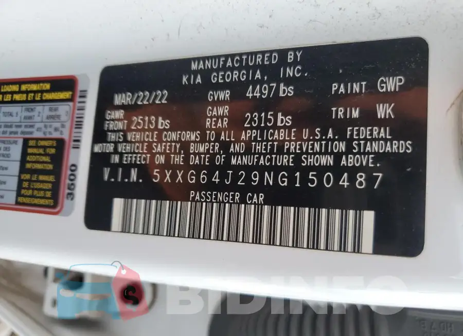5XXG64J29NG150487 Photo# 13