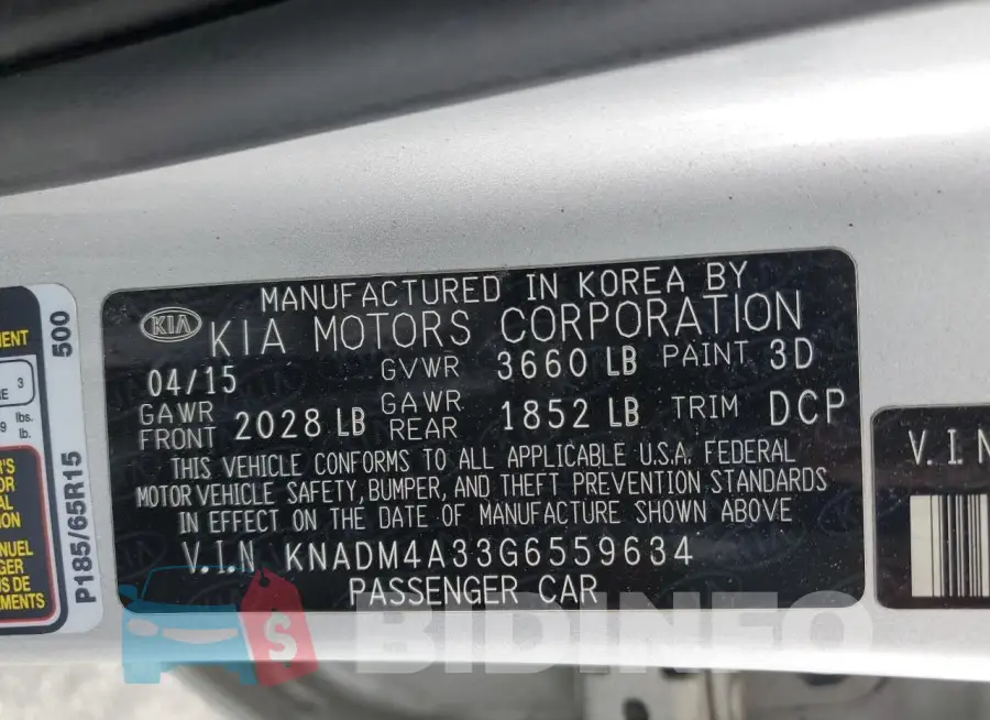 KNADM4A33G6559634 Photo# 12