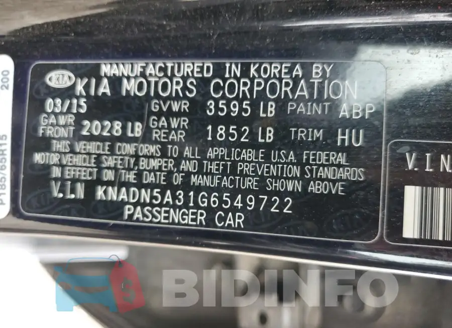 KNADN5A31G6549722 Photo# 12