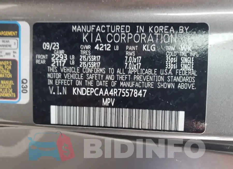 KNDEPCAA4R7557847 Photo# 14