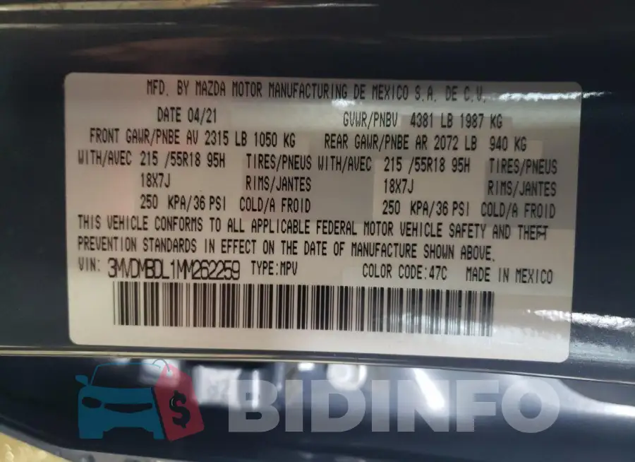 3MVDMBDL1MM262259 Photo# 12