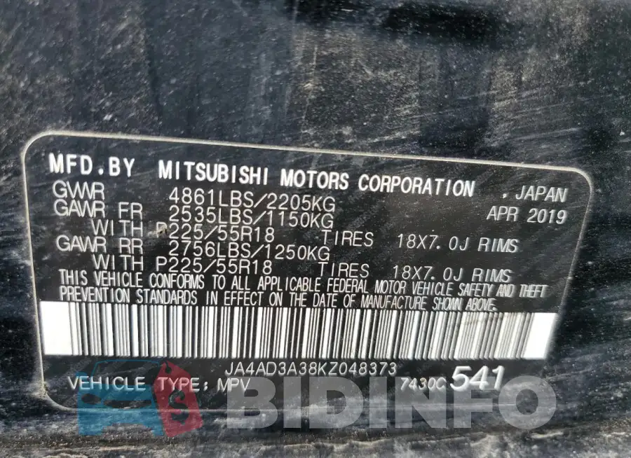 JA4AD3A38KZ048373 Photo# 13