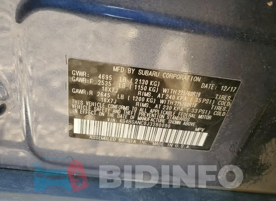4S4BSANC0J3280090 Photo# 13