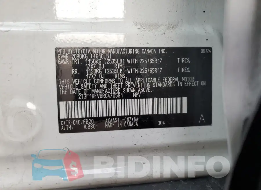 2T3F1RFV6RC470591 Photo# 13