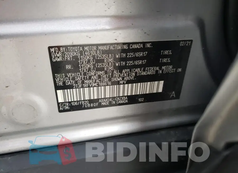 2T3F1RFV9MC188616 Photo# 13