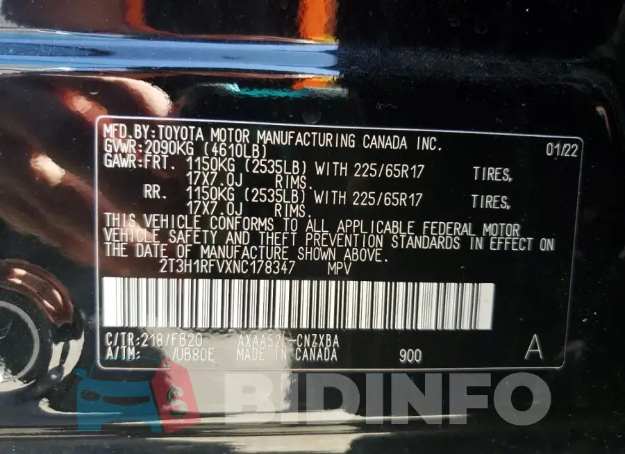 2T3H1RFVXNC178347 Photo# 13