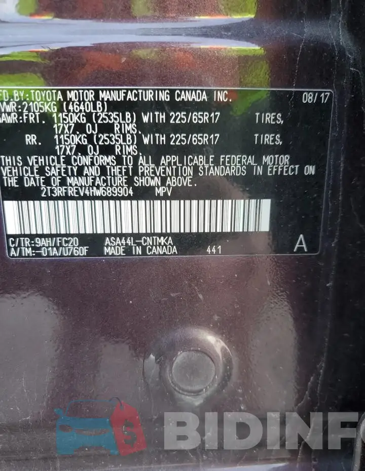 2T3RFREV4HW689904 Photo# 14