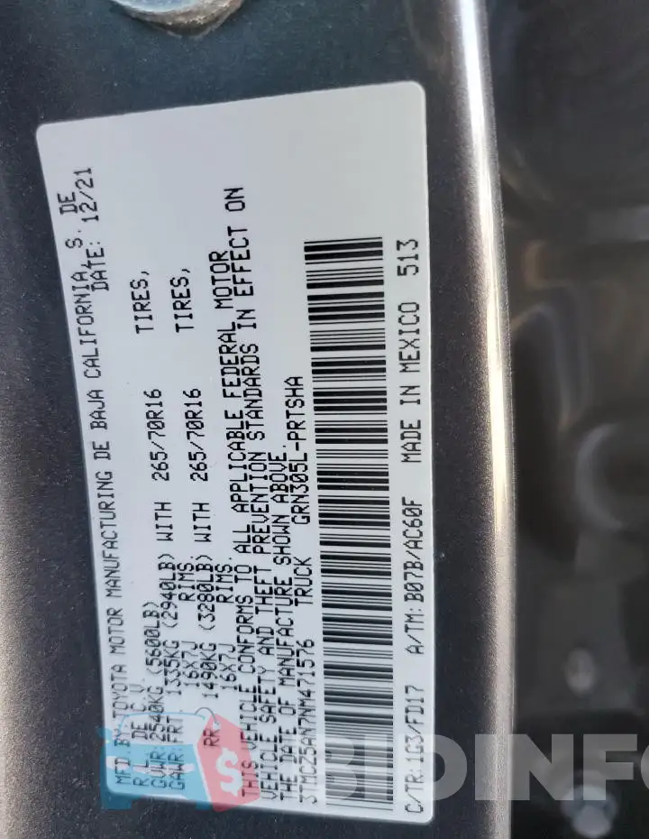 3TMCZ5AN7NM471576 Photo# 12
