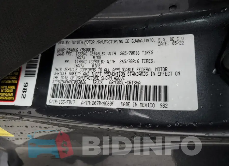 3TYSZ5AN4NT083026 Photo# 12